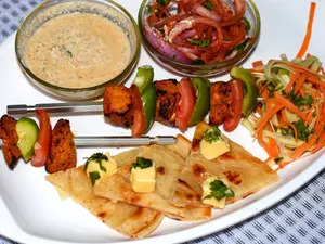 Paneer Kabab Paratha Plate
